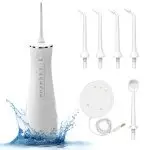 Cordless Flossers Oral Irrigator IPX7 Waterproof Rechargeable Travel Water Teeth Cleaner with 6 Tips for Home Braces Care Gums Deep Cleaning